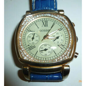 Gossip GSP828 Womens Chronograph Rose Gold Tone Blue‎ Croc Leather Strap Watch